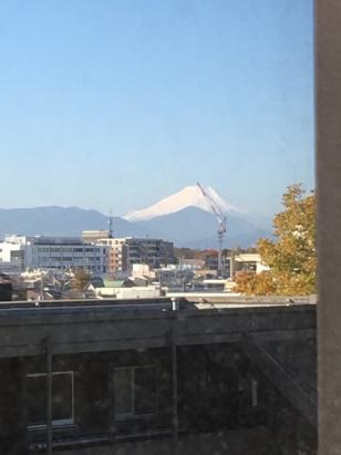 プールから見える富士山